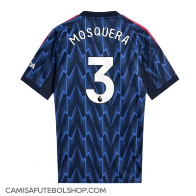 Camisa de time de futebol Arsenal Cristhian Mosquera #3 Replicas 2º Equipamento 2025-26 Manga Curta Camisa de time de futebol Arsenal Cristhian Mosquera #3 Replicas 2º Equipamento 2025-26 Manga Curta